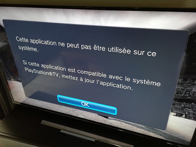 Jeux PS Vita incompatible avec PlayStation TV