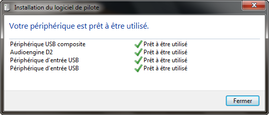 Installation du DAC USB D2 Audioengine en USB sur un ordinateur Windows