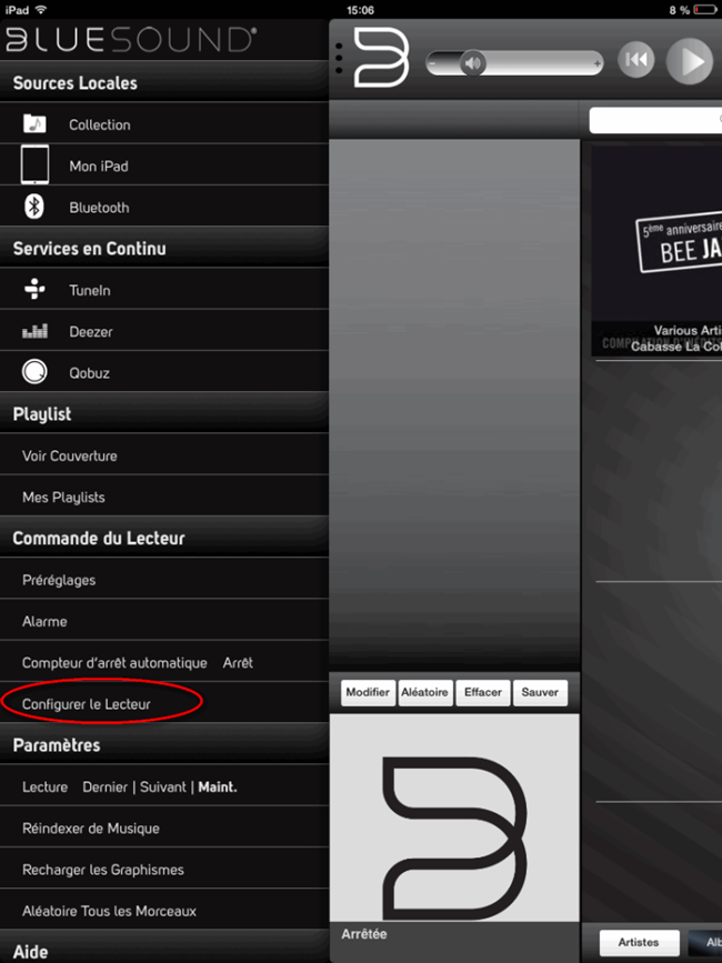 Configuration du lecteur Bluesound