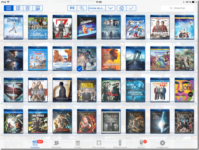 L'interface My Movies en version blanc