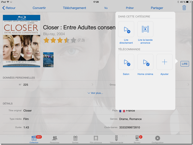 Télécommande WiFi pour choisir et lancer un film sur tout écran de la maison