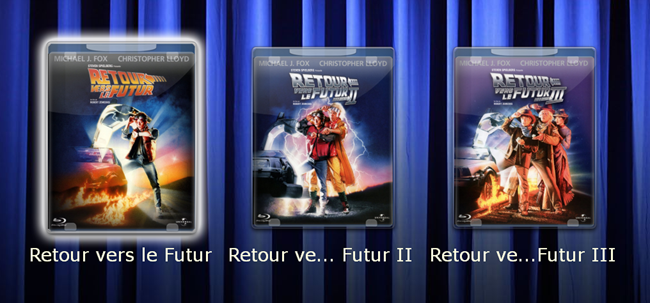 En sélectionnant à la télécommande le coffret, les 3 films apparaissent.