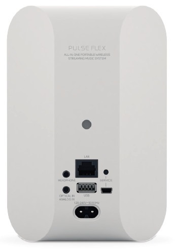 Bluesound PULSE FLEX une mini enceinte réseau wifi et sans fil Bluetooth, les connectiques audio