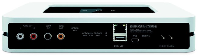 Les connectiques audio du réseau Bluesound NODE