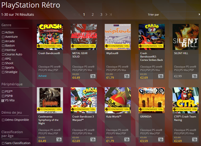 Jeux PlayStation 1 sur PS Vita ou PlayStation TV