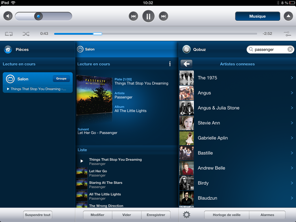 Qobuz dans l'application Sonos pour iPad Qobuz dans l'application Sonos pour iPad