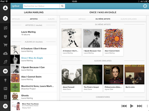 Navigation simple dans toute la collection de musique en ligne