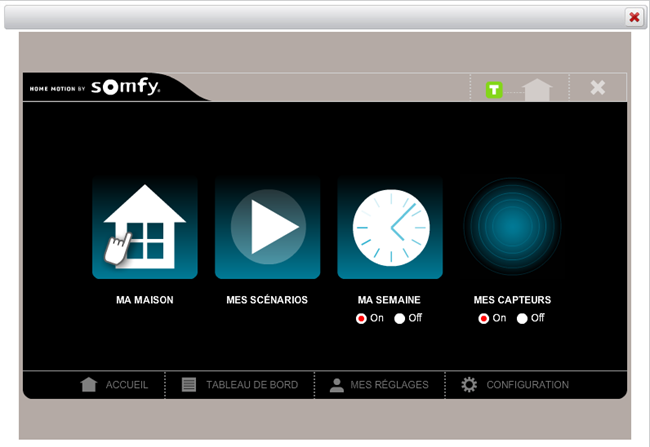 Logiciel de configuration de la box Somfy