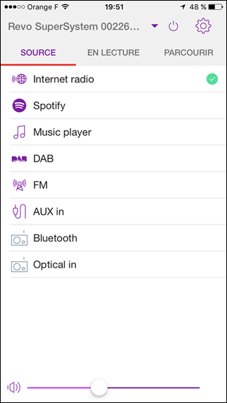 Application UNDOK pour le choix de sources musicales