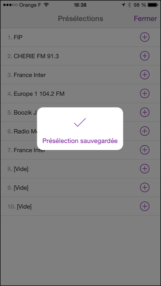 Mémorisation des stations radio favorites captées par Internet