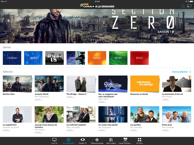 L'offre complète proposée pour MyCanal sur un iPad