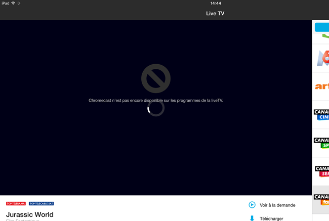pas de flux vidéo pour la télévision en direct via Chromecast