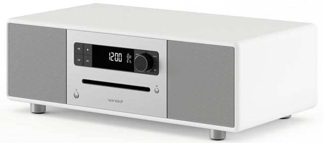Poste de radio et mini-chaine HiFi Bluetooth en finition laquée blanc