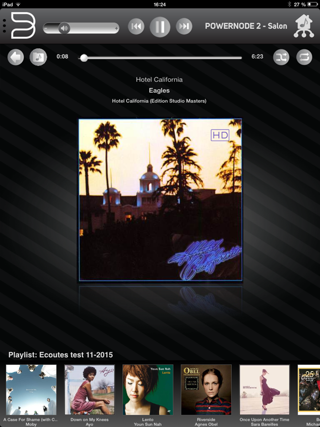 Affichage graphique de la playlist en cours d'écoute