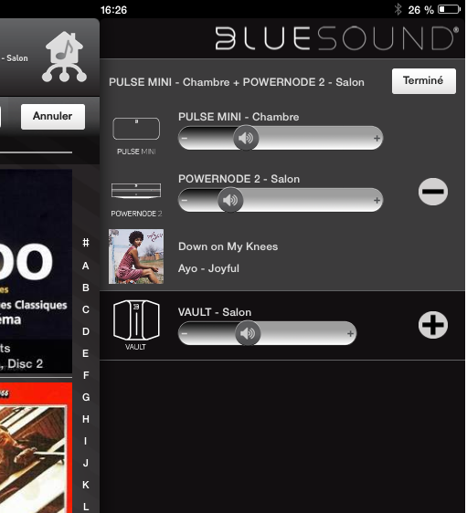 Synchronisation de deux lecteurs Bluesound - Le 3ème reste indépendant