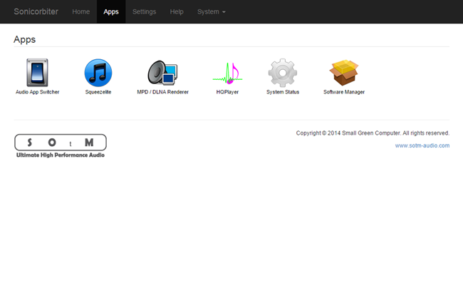 Interface Web de paramétrage du SOtM sMS-100