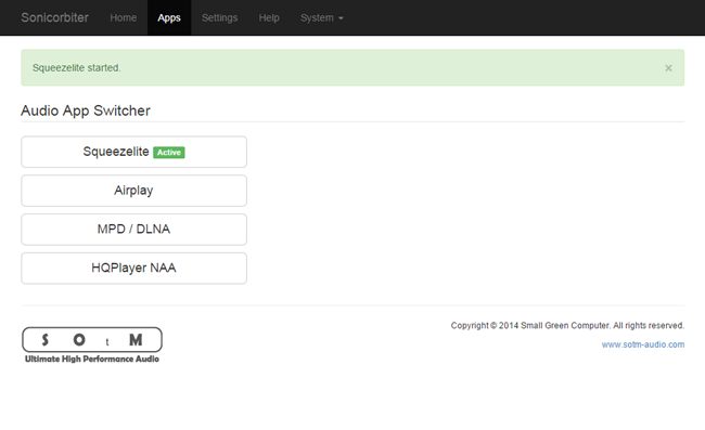 Interface Web de paramétrage du SOtM sMS-100