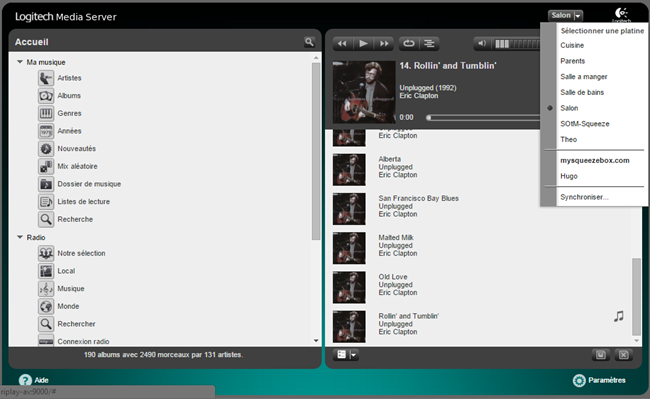 Interface web pour Squeezebox