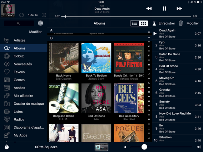 L’accès à toute la bibliothèque musicale stockée sur le serveur pour une lecture sur le SOtm sMS-100