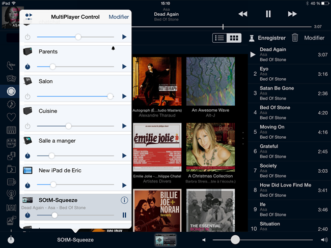 Gestion depuis iPeng de tous les lecteurs Squeezebox pour le multiroom audio