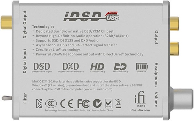Les caractéristiques techniques et audio du DAC nomade iDSD Nano de chez iFi Audio