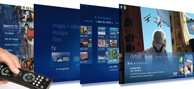 L'interface Windows Media Center sous Windows 7 et 8