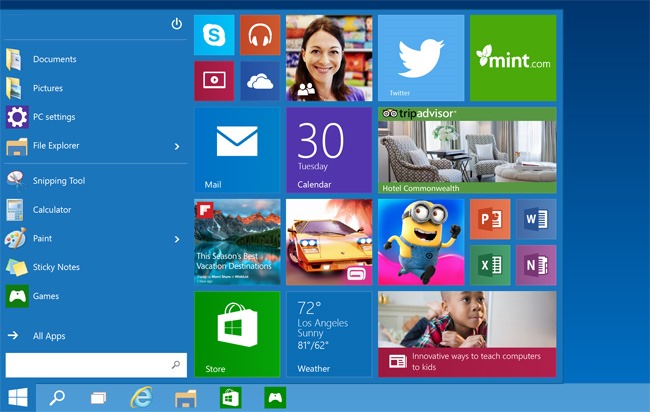Enfin un menu démarrer sous Windows 10