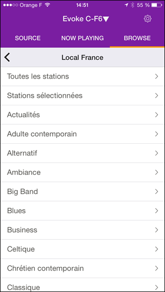 Application Pure Select : les radios par Internet