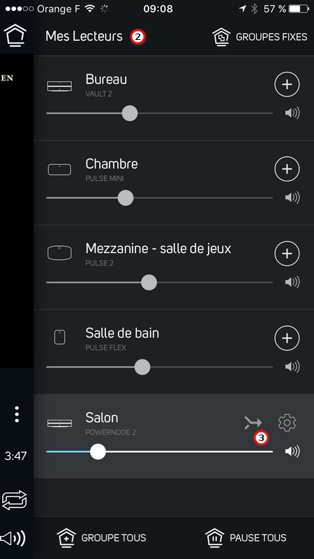 Choisir l'enceinte vers laquelle transférer la musique