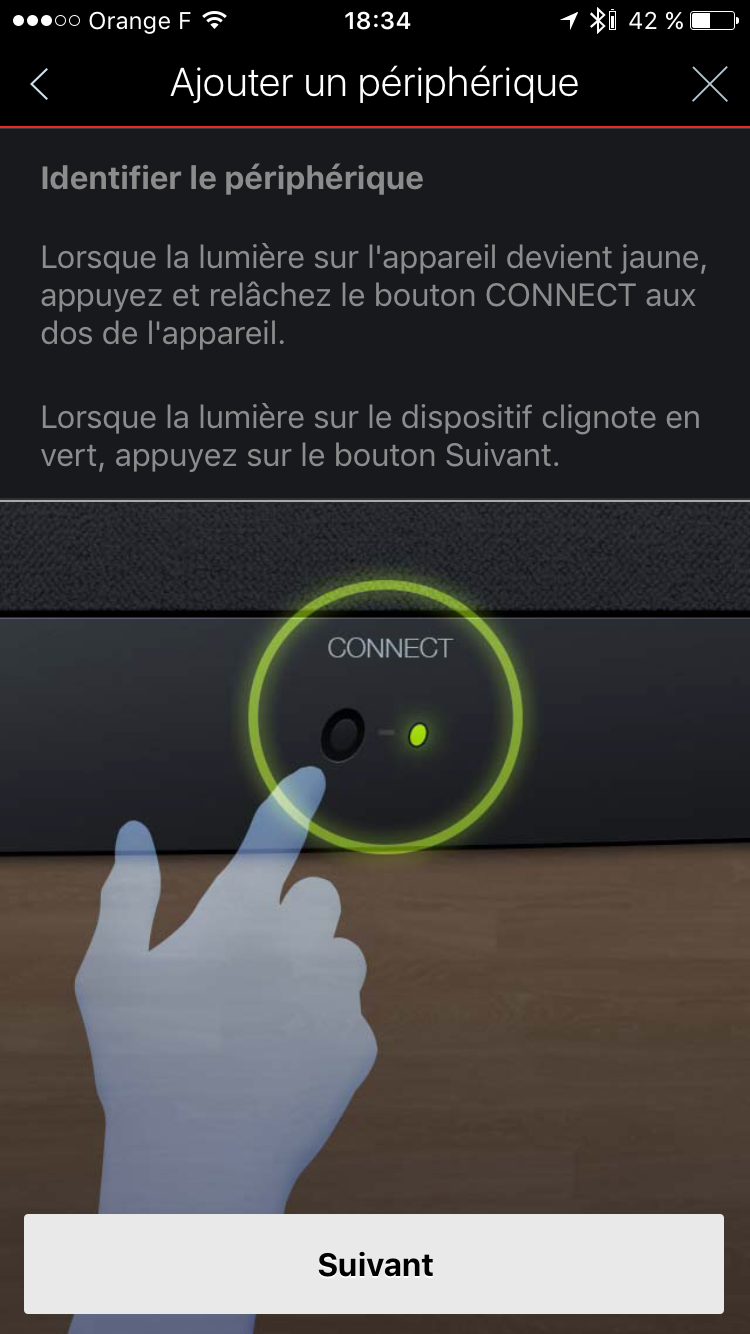 Etape 2 - Appuie sur le bouton de connexion pour rentrer en mode configuration