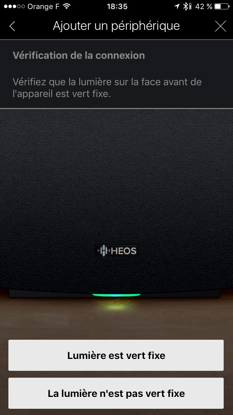 Etape 3 - l'enceinte HEOS 5 Denon est en mode configuration