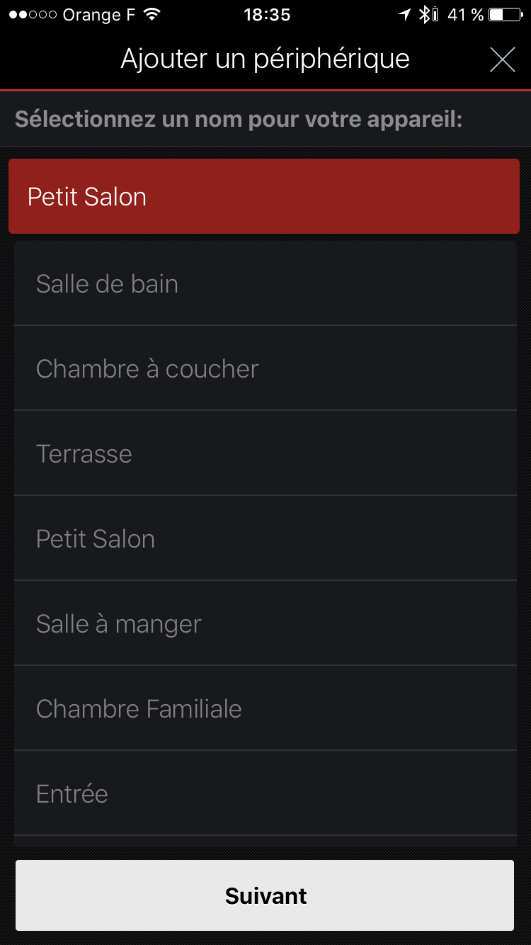 Etape 5 : Choisir la pièce pour nommer l'enceinte multiroom Denon HEOS 5