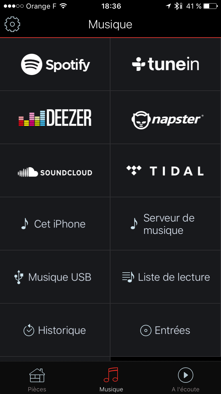 Les sources de musique disponibles sur l'enceinte DENON HEOS 5 : les services de streaming, les web radio, les fichiers, le Bluetooth, l'USB et l'entrée AUX