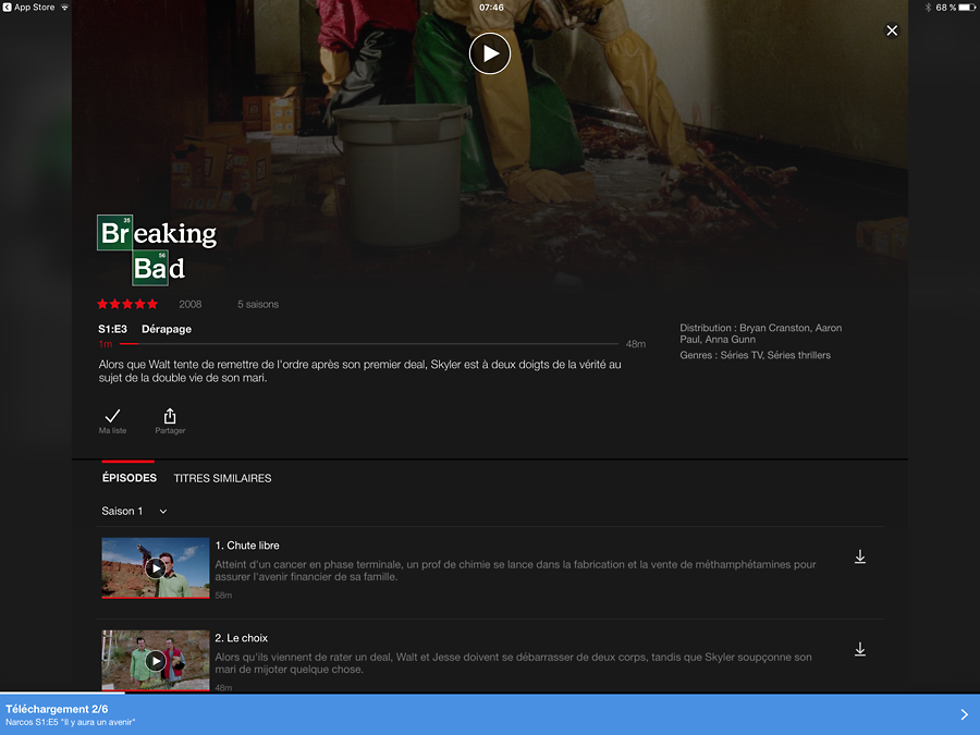 Netflix, lire des épisodes TV sans connexion Internet