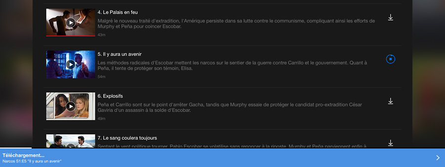 Netflix télécharger un épisode de séries TV sur l'iPad depuis l'application