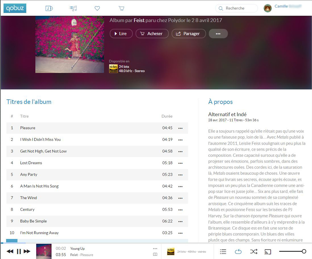 Web Player Qobuz - Des informations complètes sur l'album