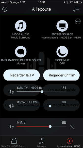 Gestion du volume sonore des deux enceintes Gestion du volume sonore pour chaque enceinte diffusant le son de la télévision ou d'un fiim