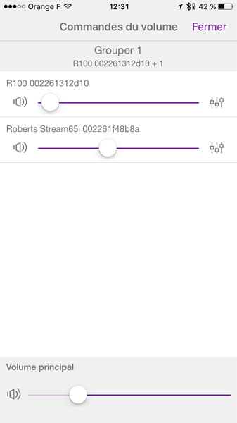 Gestion du volume sonore : individuelle sur chaque produit ou groupé en gardant les proportions initiales