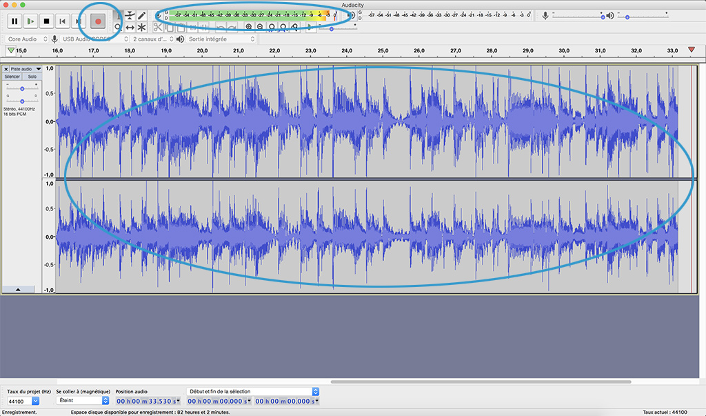 audacity enregistrement en cours