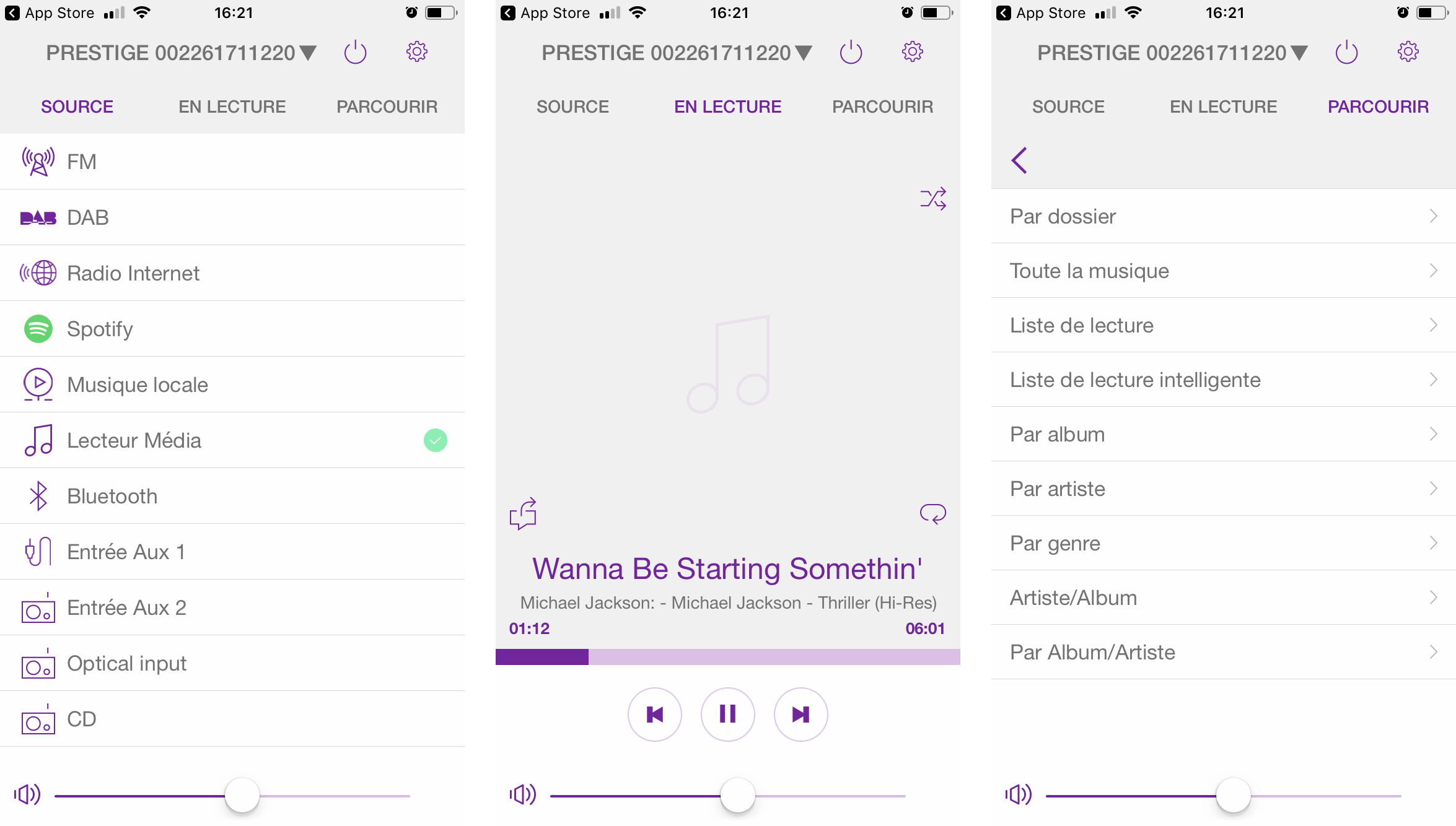 Application Undok pour iPhone, iPad, Android pour télécommander la chaine HiFi en WiFi sur un grand écran tactile