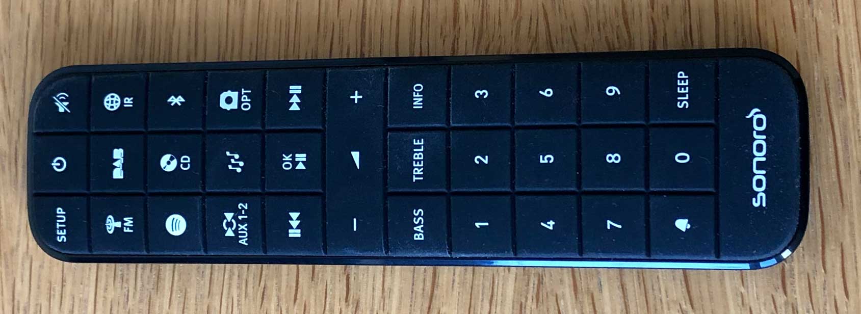 Télécommande infrarouge fournie avec la Sonoro PRESTIGE