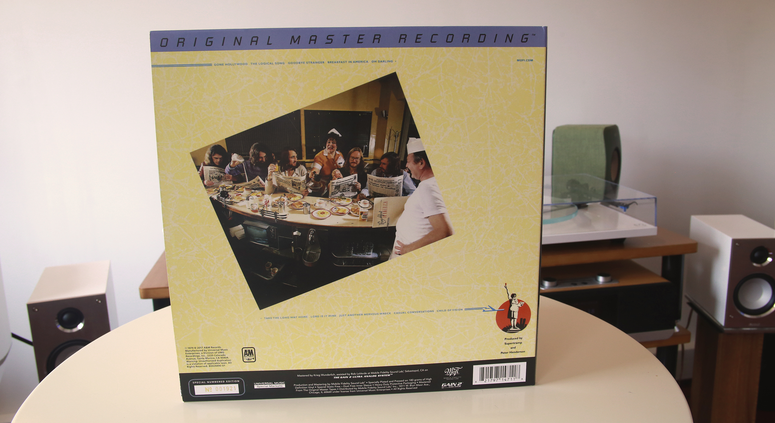 Face arrière de la pochette collector Supertramp Breakfast in America