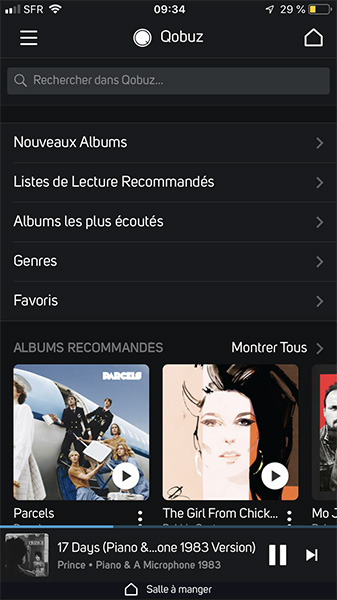 Toutes les navigations du service de musique en ligne Qobuz sont accessibles sur l'application du NAD M10 Toutes les navigations du service de musique en ligne Qobuz sont accessibles sur l'application du NAD M10