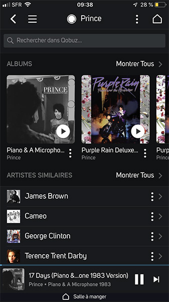 Parcourir un album, son auteur et les artistes similaires depuis l'application BluOS Parcourir un album, son auteur et les artistes similaires depuis l'application BluOS