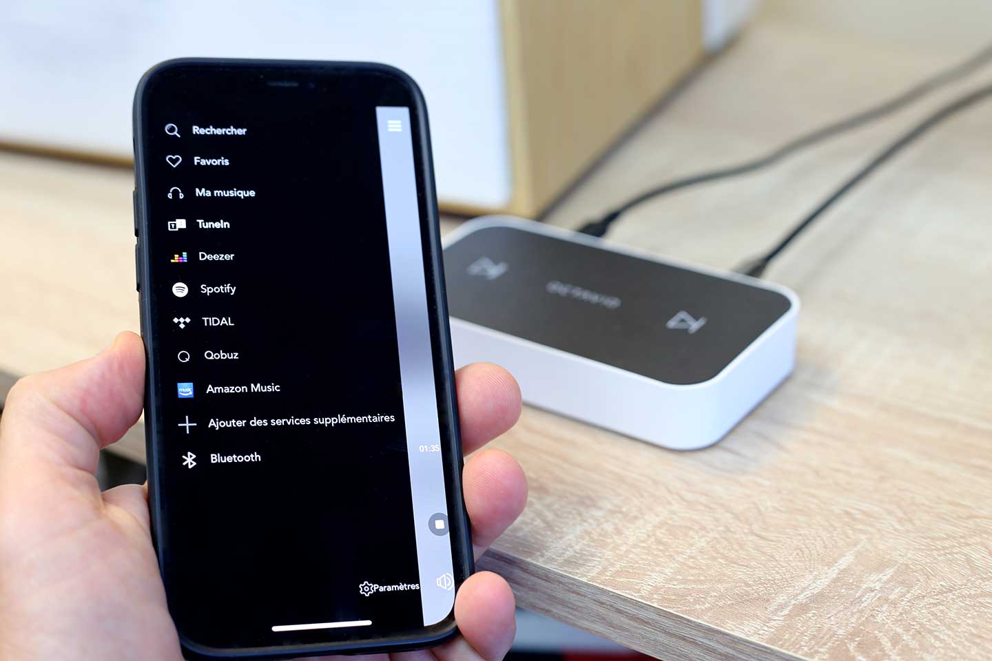 Toutes les sources musicales numériques disponibles sur le lecteur Octavio et l'application