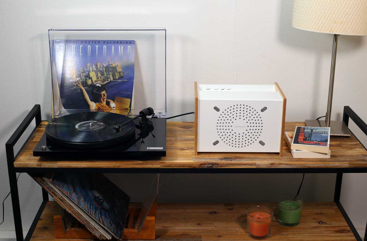 Connectez une platine vinyle préamplifiée phono directement sur l'entrée analogique de l'enceinte A.bsolument PRODIGE