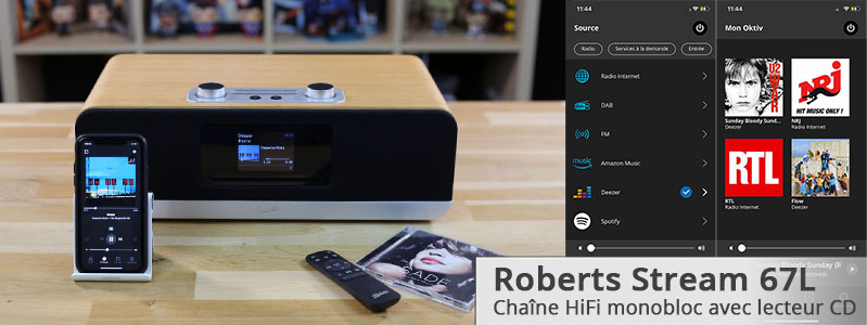 Description complète et acheter la chaîne HiFi monobloc Roberts Stream 67L sur La boutique d'Eric