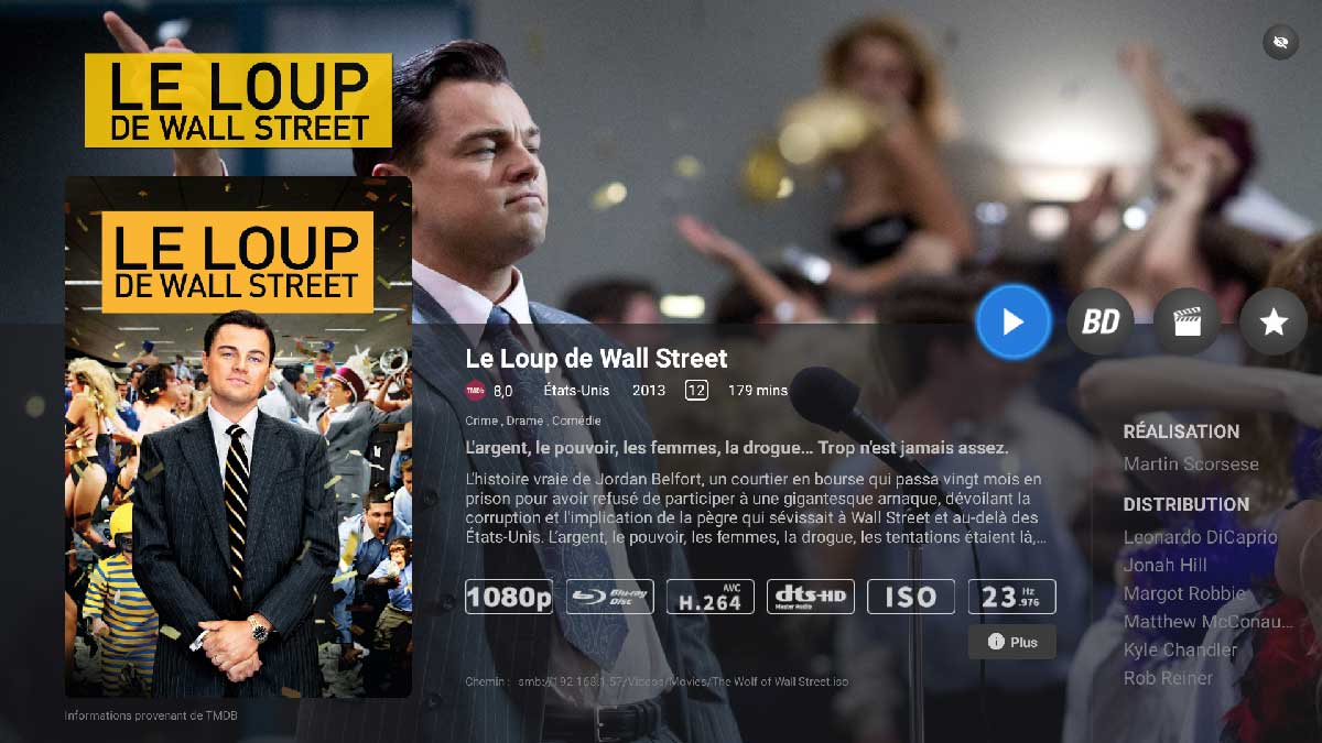 Interface du "loup de Wall street" juste avant de lancer votre film avec une description du film, le tire du film, la date de sortie du film, les réalisateur et les acteurs Interface du "loup de Wall street" juste avant de lancer votre film avec une description du film, le tire du film, la date de sortie du film, les réalisateur et les acteurs