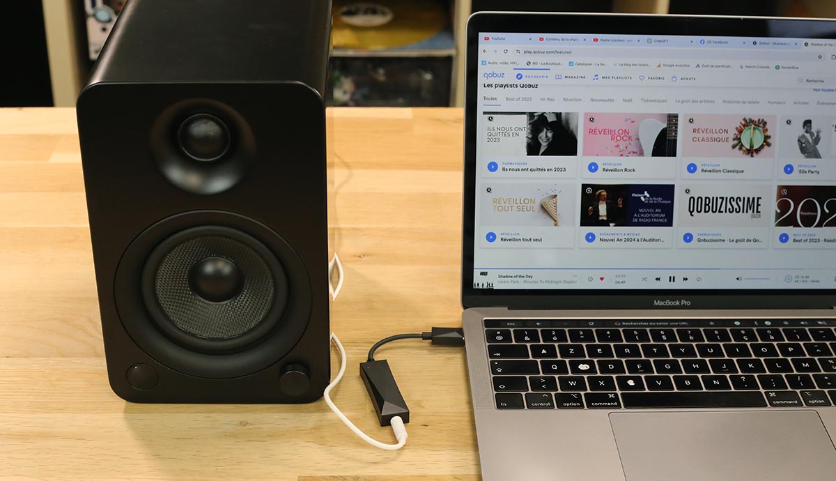 Branchez un DAC USB portable aux enceintes Kanto YU4 pour profiter de vos fichiers musicaux en haute définition Branchez un DAC USB portable aux enceintes Kanto YU4 pour profiter de vos fichiers musicaux en haute définition