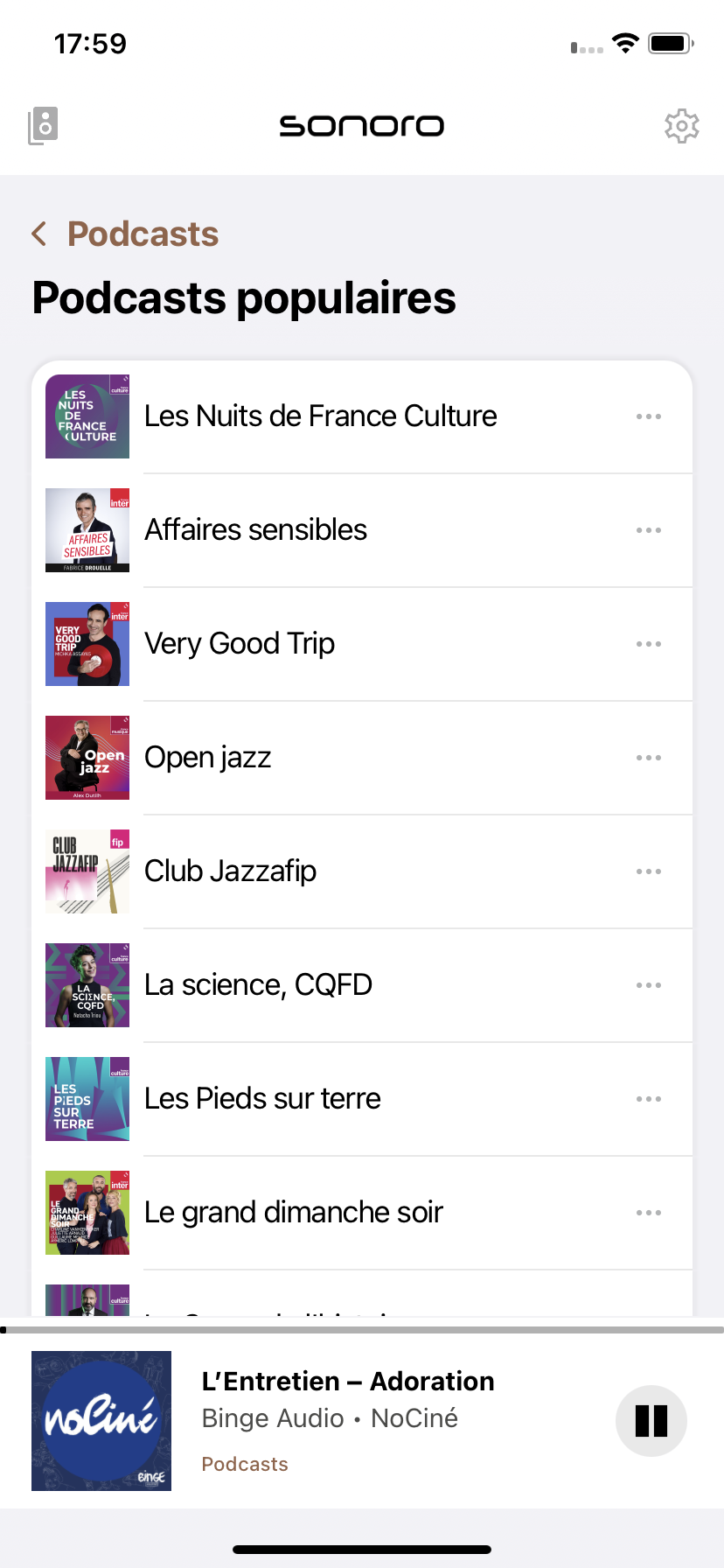 Podcasts populaires rassemble des suggestions d'écoutes sans recherche